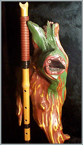 Dr ZEE's Wood-Ghost Figure and Hand-Made Bamboo Flute